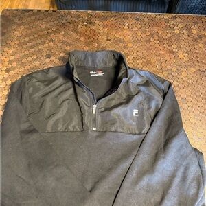 Fila Men's Black Windbreaker Half-Zip Jacket